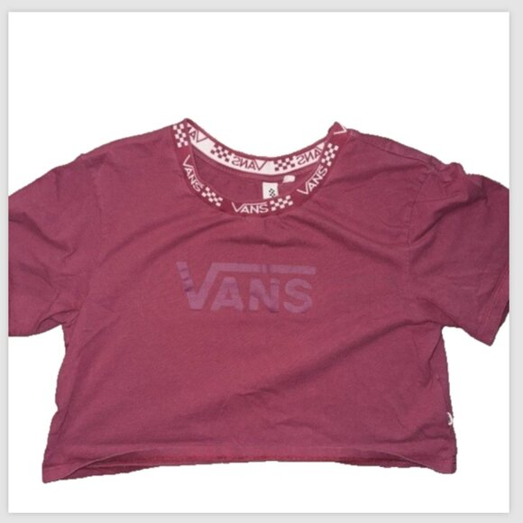 Vans Cropped Logo Tee – Pink-Red – XS – Sporty Streetwear Style - Picture 1 of 6